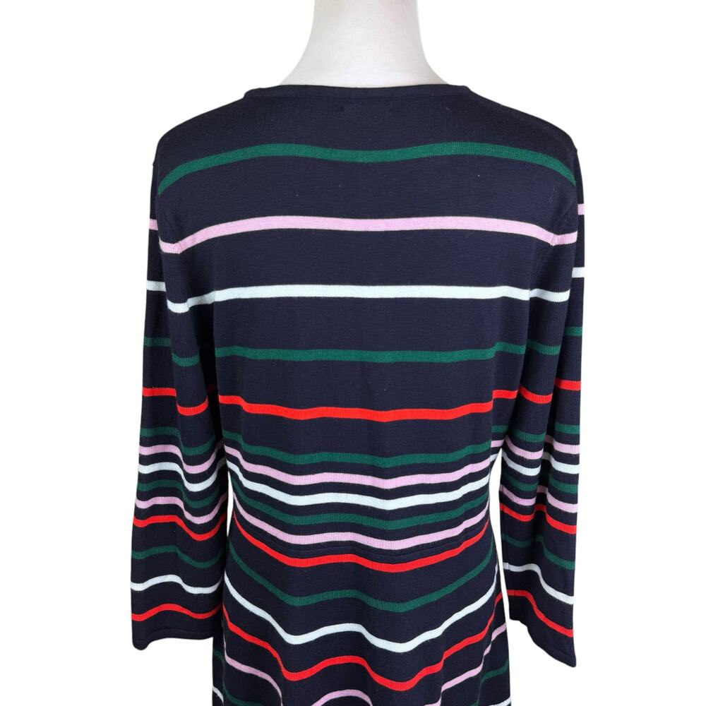 Vince Camuto Ottoman Dark Navy Multi Color Stripe 3/4 Sleeve Knit Sweater Dress - Picture 8 of 13